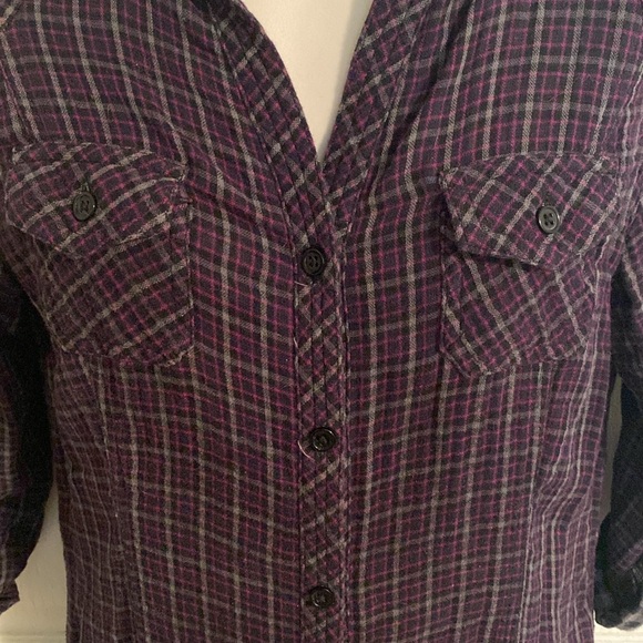 Women’s Purple and Black Plaid Button Down - Picture 2 of 3